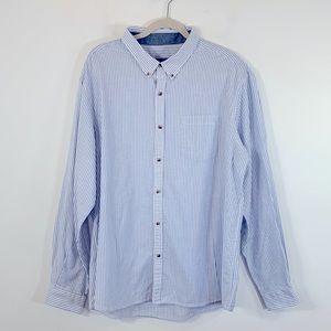 G.H. Bass & Co Classic Pinstripe Long Sleeve Button Up Mens Size XXL Dress Shirt